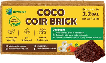 Coco Coir for Plants 1-Pack – 2.2 Gallons Compressed Coconut Coir Bricks, 1.5 lb. Bulk, Low EC, pH Balanced, Natural Coco Peat for Indoor & Outdoor Gardening, Potting Soil, Indoor Plant Soil