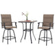 PHI VILLA 3 Piece Outdoor Swivel Bar Stools Set, Bar Height Patio Set