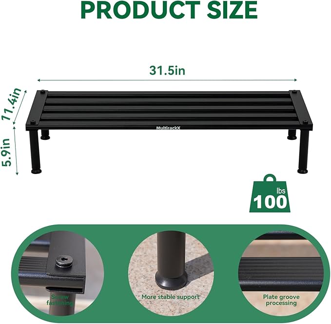 MultirackX Metal Plant Stand, Rust-proof Aluminum Display Rack, Plants Display Stands Decoration Racks for Living Room Garden Balcony Patio (Black, 31.5Inch Low)