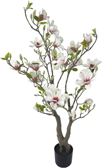 Alonfale 4ft Pink Artificial Magnolia Tree - Lifelike Faux Tree for Indoor/Outdoor Decor - Perfect for Home, Porch, or Office (1, Pink, 4ft)