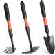 Garden Tool Set, 3 Pack Gardening Tools, Stainless Steel Heavy Duty Hand Cultivator, Hoes, Shovel, for Planting Weeding Digging, Red