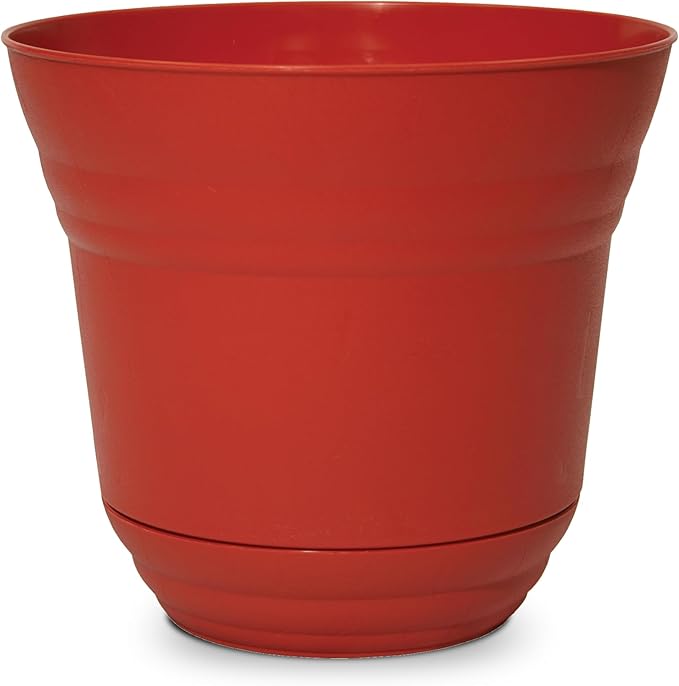 Headwind Traverse Planters – 7" 2 Pack Plastic Plant Pot in Brick Red - Indoor & Outdoor Pots for Plants with Drainage - Decorative Plant Pot, Flower Pots Outdoor for Garden by Robert Allen