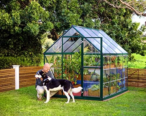 Palram - Canopia Hybrid 6' x 8' Polycarbonate Aluminum Greenhouse, Green