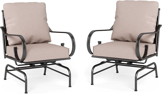 Sophia & William Extra Large & High Back Patio Furniture Set Metal Modern Outdoor Conversation Sets with Motion Chairs