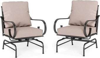 Sophia & William Extra Large & High Back Patio Furniture Set Metal Modern Outdoor Conversation Sets with Motion Chairs