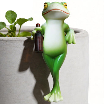 RJVZUKL Tipsy Frog Pot Hugger‑Miniature Figurines for Plant Pots and Vases