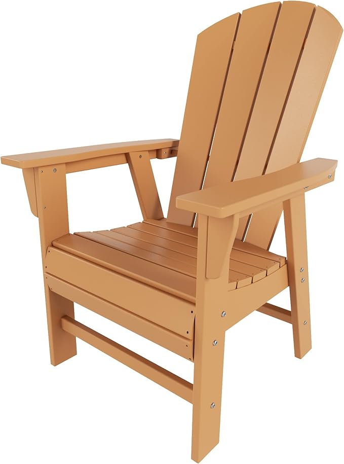 WestinTrends Malibu Malibu Outdoor Patio HDPE Plastic Adirondack Dining Chair Teak
