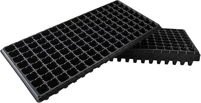 10Pcs 128 Cell Seed Starter Trays, Thick Durable Nursery 128 Cell Plug Tray Seedling Flat Plastic Shallow Tray for TD538 1020 Trays (21.26", 11.02", Deep 1.89"), GGBQ128