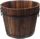 Vaguelly Rustic Wooden Barrels Planters Whiskey Barrels Bucket with Handle, Flower Planter Plant Pots Container Water Wishing Well Pail Garden Backyard Outdoor Indoor Decor