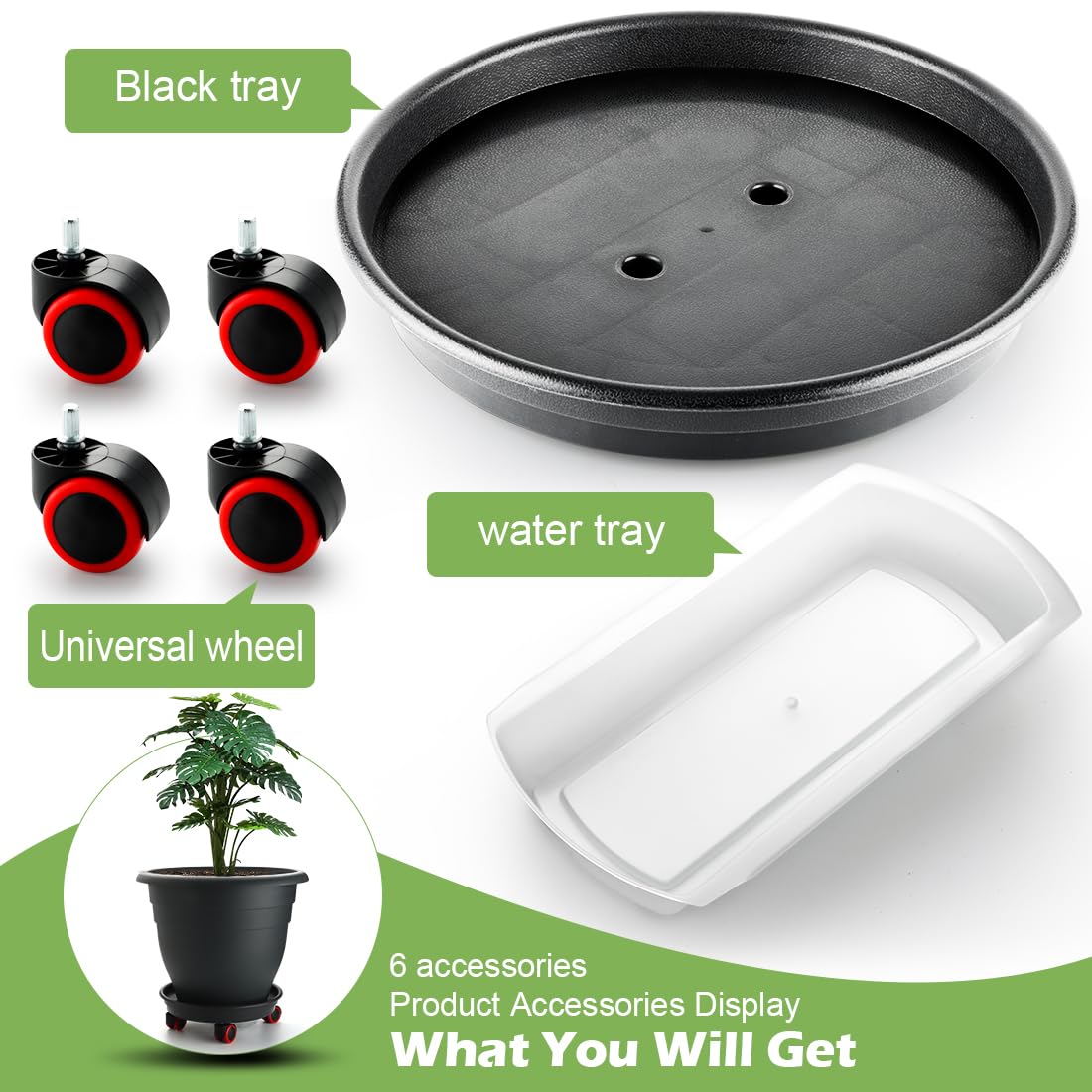 RooTrimmer 3 Pack 16 Inch Rolling Large Plant Pots