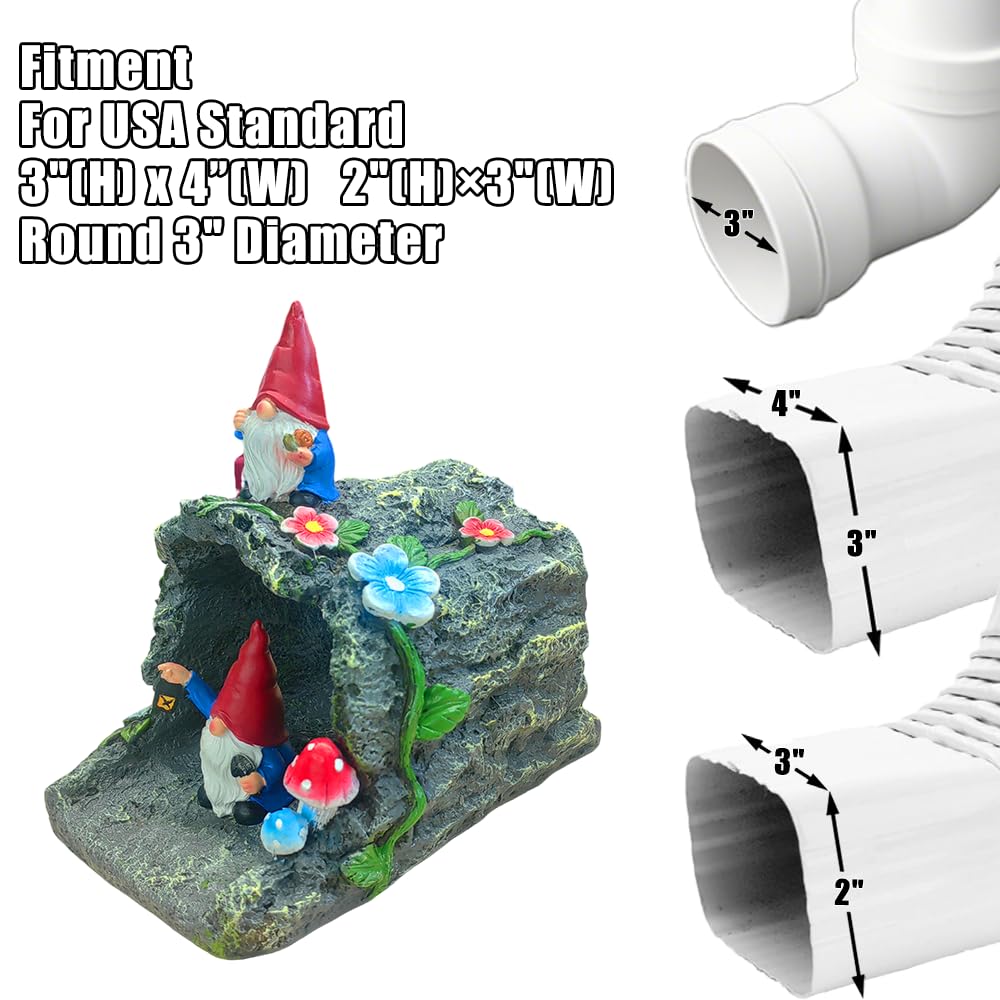 Gnome Sculpture Gutter Diverter Rain, Decorative Gutter Downspout Extension