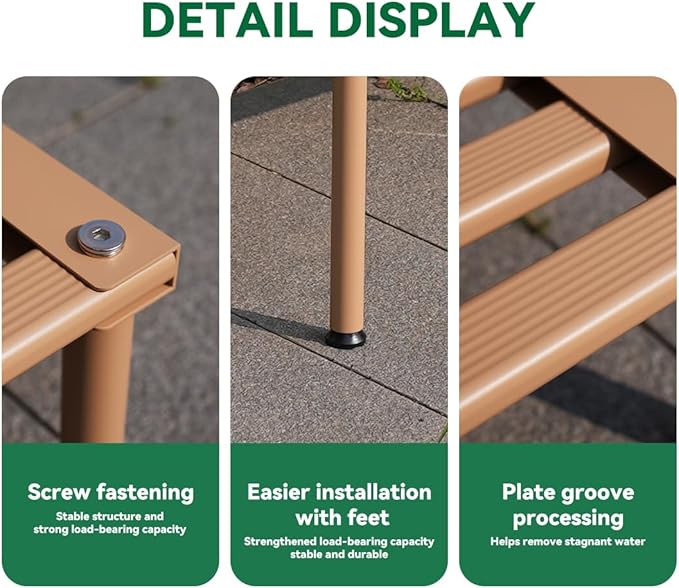 MultirackX Metal Plant Stand, Rust-proof Aluminum Display Rack, Plants Display Stands Decoration Racks for Living Room Garden Balcony Patio (Wood Color, 31.5Inch Low Leg)