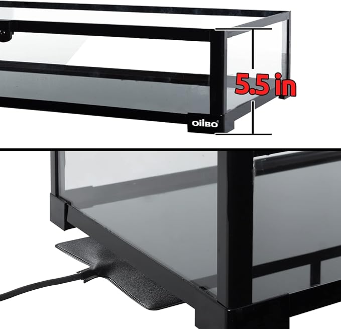 OIIBO 180 Gallon Large Reptile Terrarium, 48" x 24" x 36" Glass Reptile Tank Tall & Wide Terrarium Tank with Double Sliding Door Top Screen Ventilation Habitat