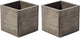 4" Square Rustic Wood Planters with Plastic Liner - Set of 2