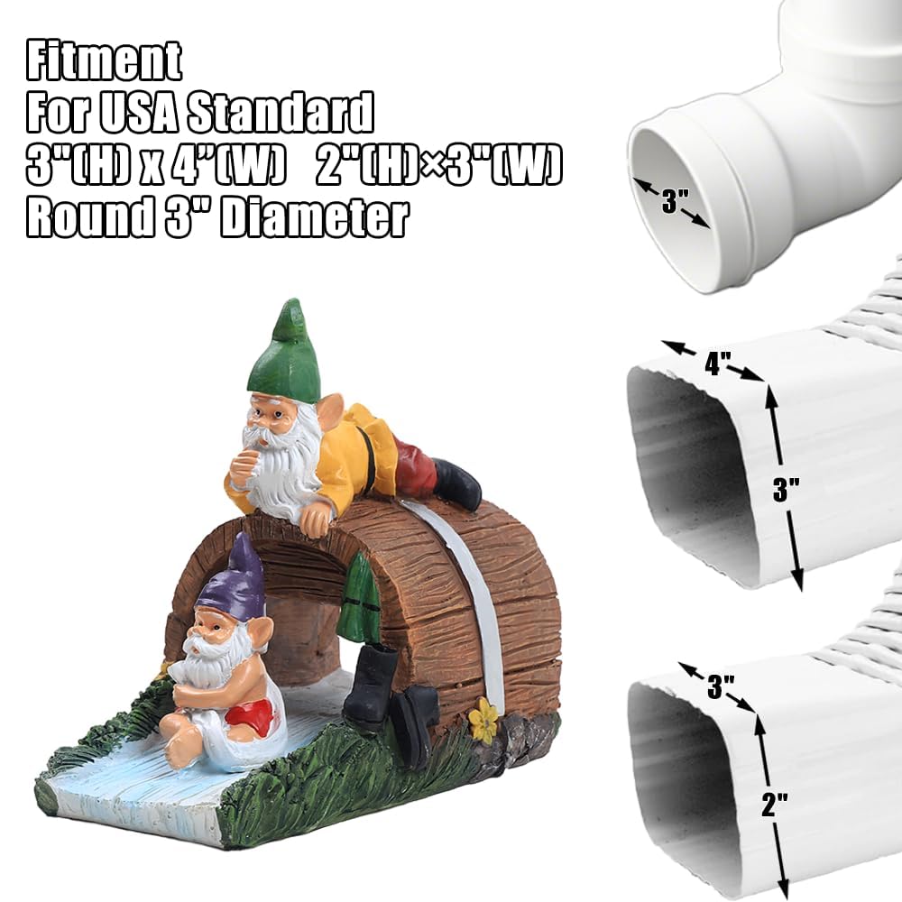 Gnome Sculpture Gutter Diverter Rain, Decorative Gutter Downspout Extension
