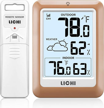 Indoor Outdoor Thermometer Wireless Weather Station, Internal External Thermometer Hygrometer, Home Batteryoperated Temperature Humiditymonitors330 Feet (About 100 Meters) Backlight Display