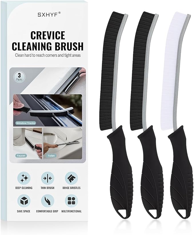 SXhyf Crevice Cleaning Brush - Grout Scrub Brush, House Cleaning Supplies, Gap Cleaning Tools, Home Essentials, Gifts for Women Men, Hard Bristle Crevice Cleaner Brush for Household Use, Bathroom