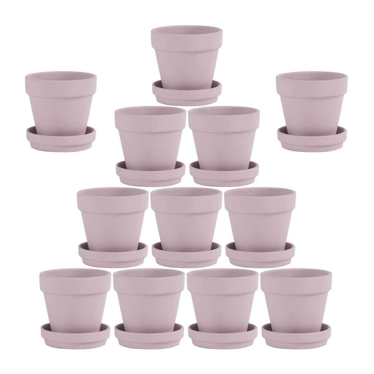 Yishang Pink Terra Cotta Pots with Saucer- 12-Pack Large Terracotta Pot Clay Ceramic Planters with Drainage Holes