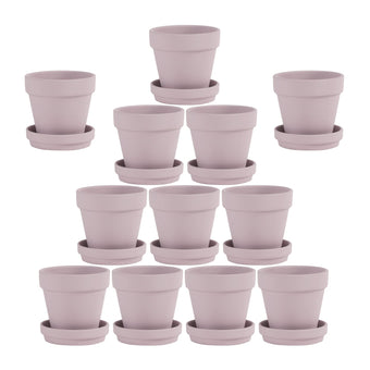 Yishang Pink Terra Cotta Pots with Saucer- 12-Pack Large Terracotta Pot Clay Ceramic Planters with Drainage Holes