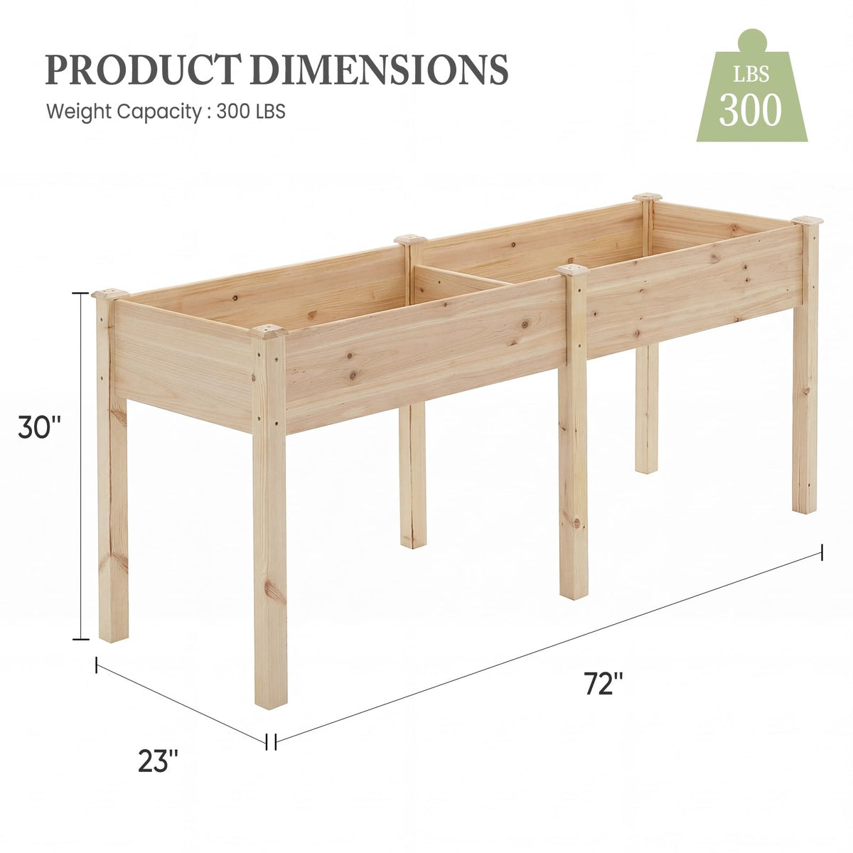 DUMOS 72x23x30 Inch Raised Garden Bed, Elevated Wood Planter Box with Legs