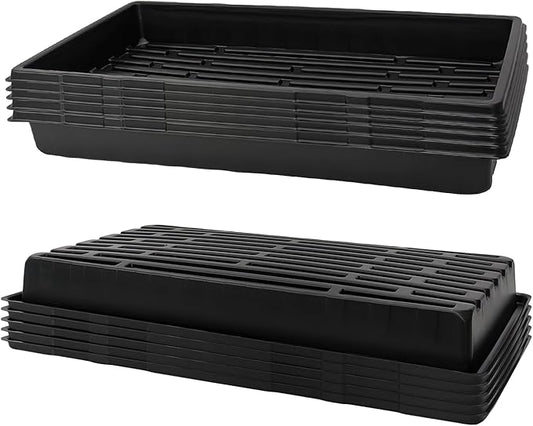 10 Pack 1020 Trays, Extra Thick Heavy Duty Seed Starting Trays - No Holes, No Leak, Reusable Propagation Flats for Microgreens, Seedlings, Plant Germination, Fodder and Transplant
