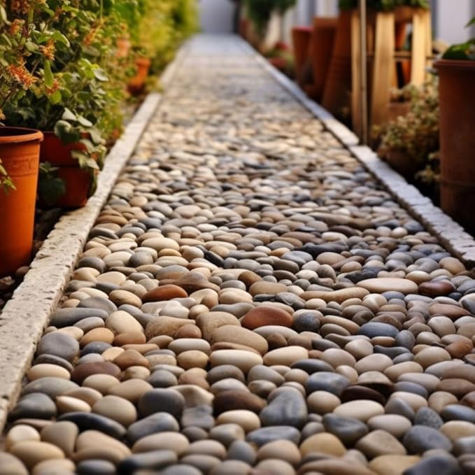 12 LBS River Rocks, StoneCreek, Decorative Garden Stones for Plant Landscaping, Polished Gravel Filler Pebbles for Home Decoration, Vases, Succulents, Flower Beds and Fish Tanks (Mixed Color, Medium)