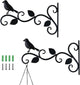 JIALAI HOME Hanging Plants Bracket 12" Bird Planter Outdoor Hooks Hangers for Flower Baskets Pot Bird Feeder Wind Chimes Lanterns Patio Garden Outdoor Indoor Metal Black, 2 Pack