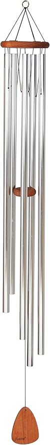 Festival 60-inch Redwood Wind Chime in Silver by Wind River for Patio, Backyard, Garden, and Outdoor décor. Made in The USA