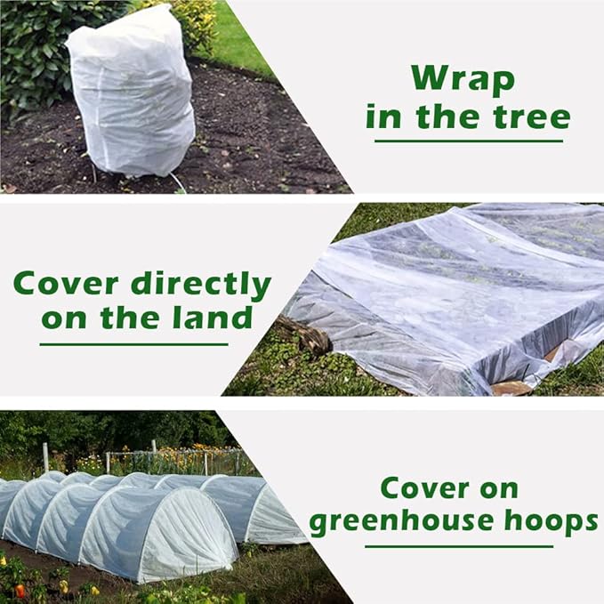 JUNKOGO Plant Freeze Protection Cover, 5x30ft Frost Cloth Winter Garden Blanket, Floating Row Cover for Cold Weather and Shade, Perfect for Outdoor Vegetables, Trees, Greenhouse