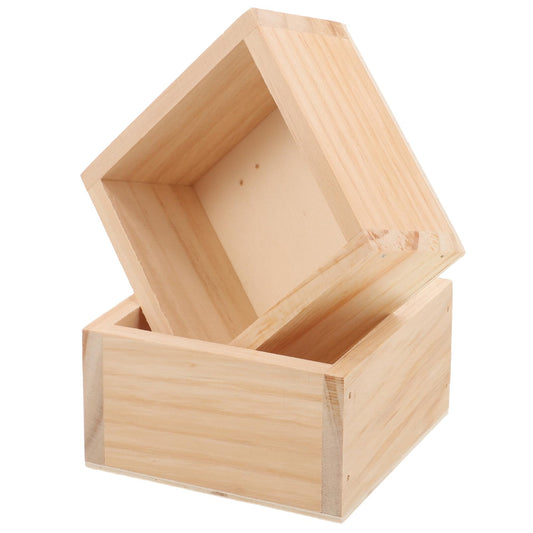 Kichvoe Wood Planter Box 2pcs Unfinished Wooden Flower Pot Rustic Succulent Planters Cube Box Decorative Window for Table Centerpieces