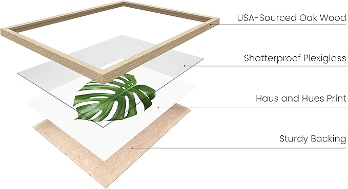 HAUS AND HUES Plant Wall Art - Set of 4 Green Plant Pictures Collection, Botanical Prints, Sage Green Leaves Paintings, Minimalist Wall Decor (11x14, Beige Frame)