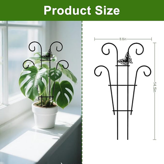 Coomin 14.5 Butterfly Indoor Plant Trellis for Potted Plants, Small Metal House Plant Trellis for Climbing Plants, Climber Plant Support for Hoya Pothos Ivy, 2p