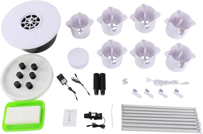 Hydroponic Growing System, 28-Plant Vegetable Planter Tower with LED Light, Outdoor Indoor Garden Vertical Planter Germination Kit with Water Pump, Intelligent Water Circulation & Timer Function