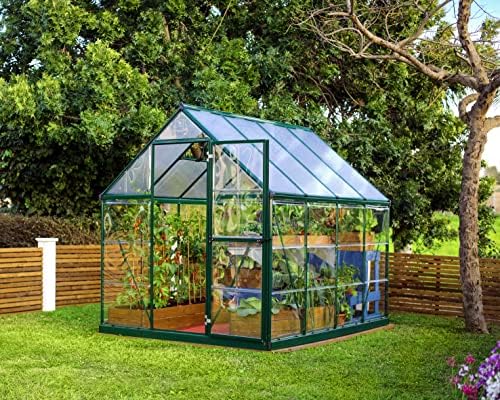 Palram - Canopia Hybrid 6' x 8' Polycarbonate Aluminum Greenhouse, Green