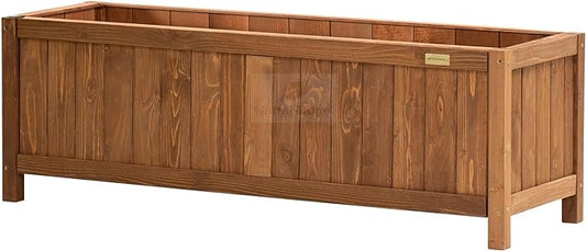 NatraHedge (44" Lx 15" W x 15" H (Brown) Hampton Classic Wooden Planter Box Indoor and Outdoor Rectangular Garden Planter Use for Patio, Yard, Greenhouse, Vegatable, Flowers, and Herb