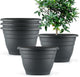 RooTrimmer Plant Pots Set of 5,10 Inch Plastic Planters with Drainage Holes,Durable Indoor & Outdoor Flower Pots for Garden,Home & Patio,Gray