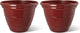 Glitzhome 15.5" D Large Flower Pots, Set of 2 Tall Planters for Outdoor Plants with Drainage Holes,Red Faux Ceramic Finish,Round Plastic Tall Flower Pots for Garden, Patio, Porch or Indoor Use
