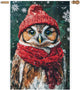 Owl with Red Scarf and Hat Snowflake Christmas Garden Flag, 28x40 Inch Double Sided Linen Holiday Red Winter Farmhouse Yard Outdoor Decoration (4333)