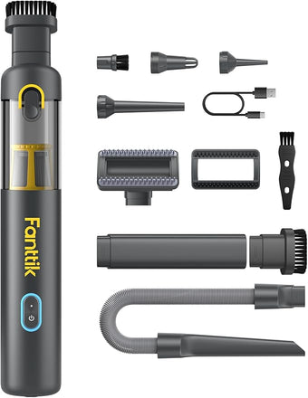 Fanttik Slim V8 APEX Car Vacuum, 4-in-1 Portable Mini Cordless Vacuum with 19000pa Suction Power, Type-C Charge, 2 Suction Modes, Handheld Vacuum for Small Jobs, Car, Office Desk, Keyboards (Gray)