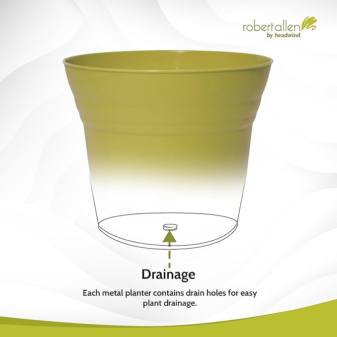 Headwind Traverse Planters – 14" 2 Pack Plastic Plant Pot in Meadow Green - Indoor & Outdoor Pots for Plants with Drainage - Decorative Plant Pot, Flower Pots Outdoor for Garden by Robert Allen