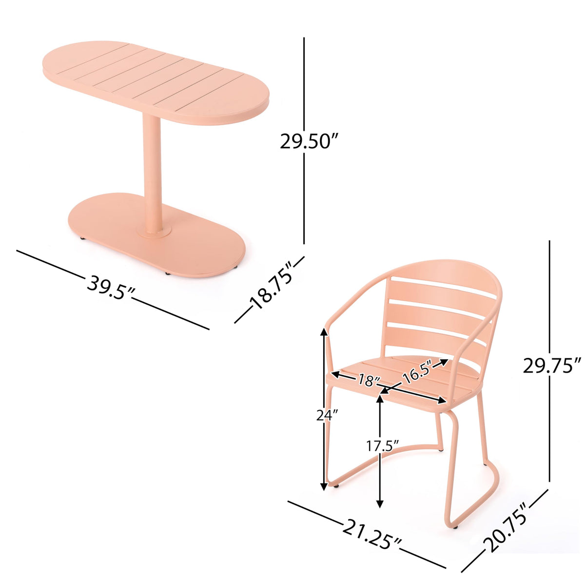 Tomofcessn Coral 3 Piece Outdoor Bistro Set, Outdoor Table and Chairs Set for Patio Balcony Porch, Stylish Small Space Conversation Set, Metal Furniture with Weather Resistant Finish