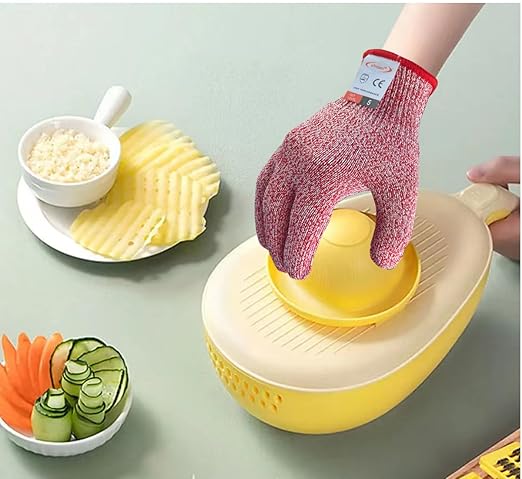 Cutting Gloves, 3 Pairs of Cut Resistant Gloves Food Grade, Cut Resistant Gloves for Kitchen, Oyster Shucking, Fish Fillet Processing, Carving Wood and Gardening(Large-Macaron)