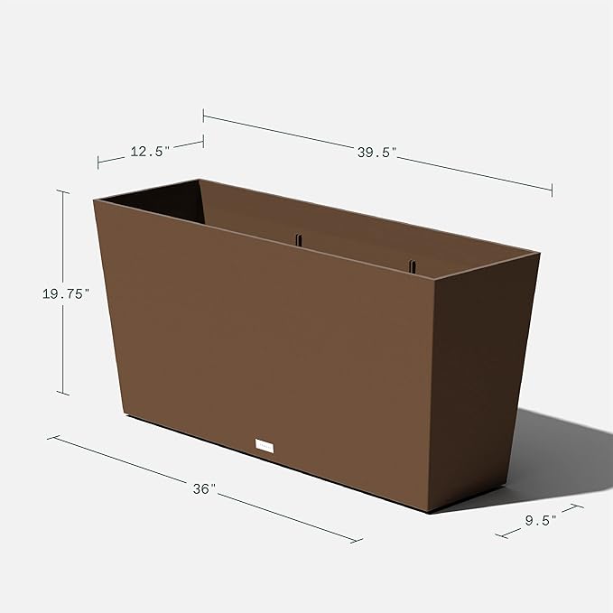 Veradek Midori Long Trough Planter (Espresso, 39 inch - 2 Pack with 2 Saucer Trays)