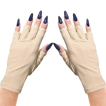 ManiGlovz - The Original UPF 50+ UV Light Protective Nail Gloves | Gel Manicure Gloves and Anti UV Fingerless Gloves for Women | Can be Used as Sun Protection Gloves for Driving | Nude