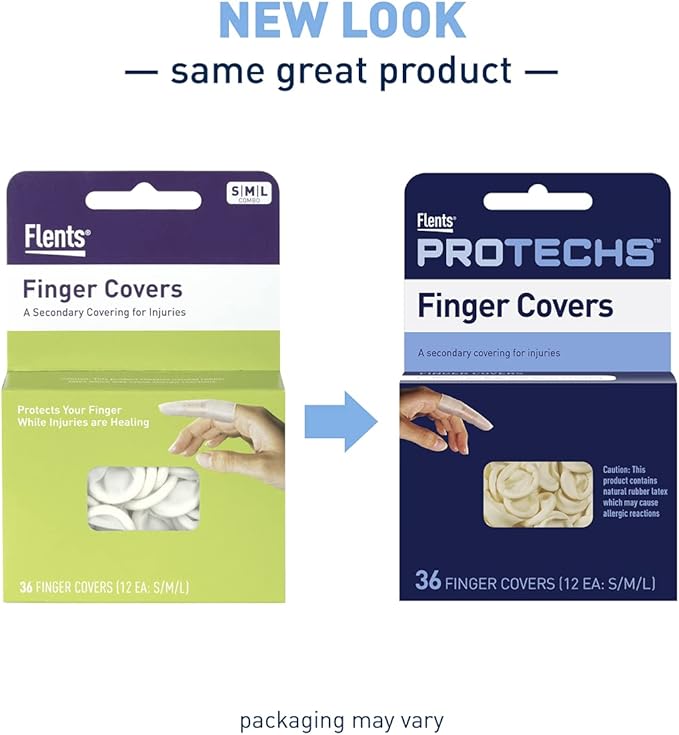 Flents First Aid Finger Cots, Protect Finger During Healing, Cover Cuts & Injuries, Durable & Comfortable Barrier Gloves for Wound Care and Hygiene, Disposable, Latex, 36 Count