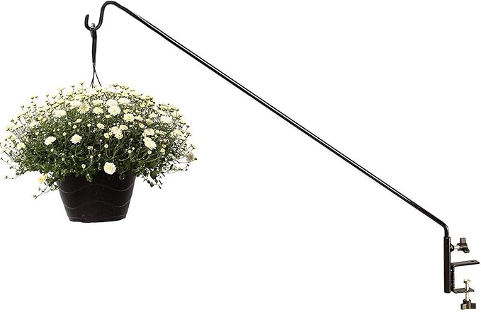 AshmanOnline Ashman Deck Hook (1 Pack, 49-Inch Deck Hook), Double Forged Solid Metal Single Piece Rod, Ideal for Bird Feeders, Plant Hangers, Coconut Shell Hanging Baskets, and Lanterns.