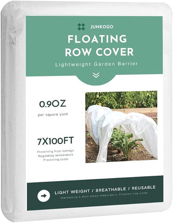 JUNKOGO Plant Freeze Protection Cover, 7x100ft Frost Cloth Winter Garden Blanket, Floating Row Cover for Cold Weather and Shade, Perfect for Outdoor Vegetables, Trees, Greenhouse