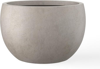 Kante 19.9" Dia Round Concrete Planter, Outdoor/Indoor Large Bowl Plant Pots with Drainage Hole and Rubber Plug for Garden Patio Balcony Home, Weathered Concrete