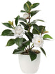 Briful Artificial Plants Mini Camellia Potted Fake Plants Small Faux Plastic Plants Desk Plant Artificial Flowers with Vase for Home Office Desk Kitchen Garden Indoor Decor