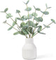 FIACO Artificial Eucalyptus Stems in Ceramic Vase, 14" Fake Plants for Home Decor, Coffee Table Centerpiece Bathroom Shelf Dining Table Farmhouse Faux Greenery Plants Indoor Decorations